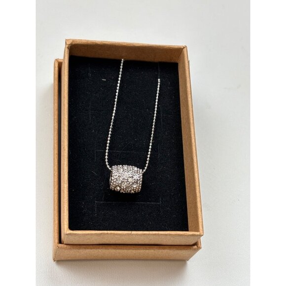 Lia Sophia Sterling Silver Necklace With Pave CZ Crystal Barrel Pendant & Adjust - Picture 7 of 7